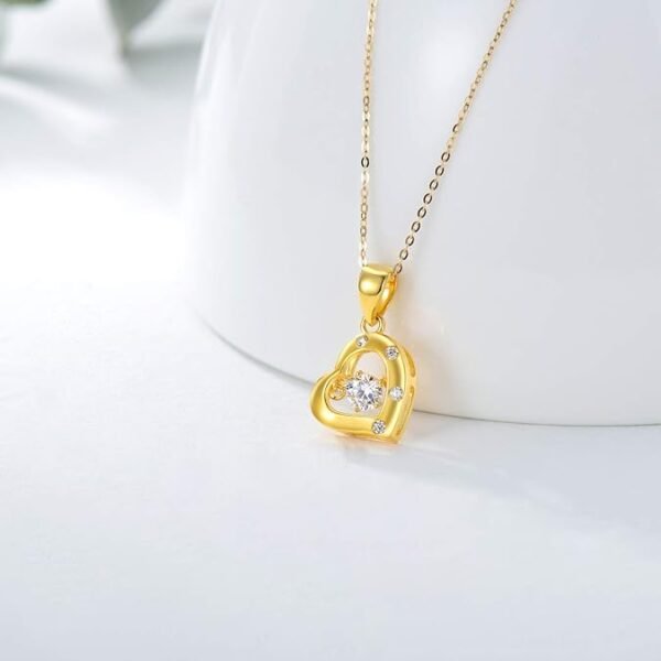 18K Real Gold Heart Necklace for Women