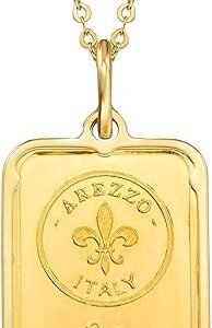 Ross-Simons Italian 24kt Yellow Gold Fleur-De-Lis 2-Gram Ingot Pendant Necklace With 14kt Yellow Gold Frame