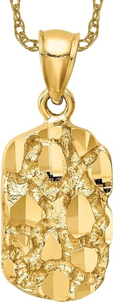 IceCarats 14K Solid Yellow Gold Chunky Nugget, 24 inches Necklace Chain Pendant Charm
