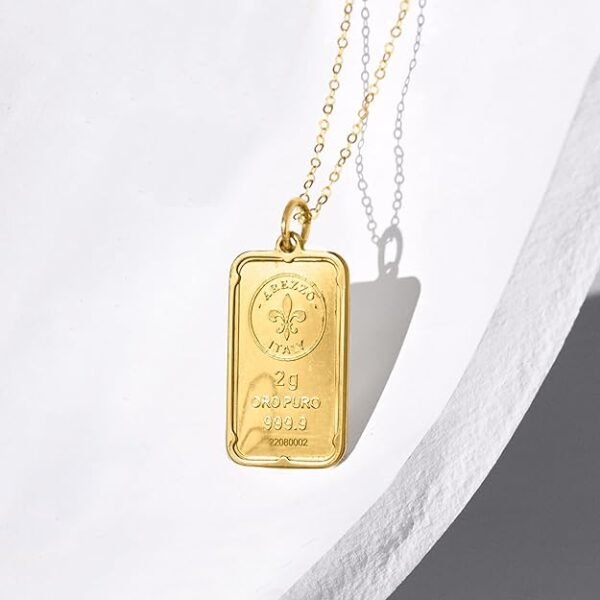 Ross-Simons Italian 24kt Yellow Gold Fleur-De-Lis 2-Gram Ingot Pendant Necklace With 14kt Yellow Gold Frame