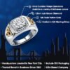 Gem Stone King Men's 925 Silver and 10K Yellow Gold 8MM Cushion Cut Gemstone Birthstone and White Lab Grown Diamond Ring for Men