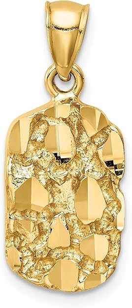 IceCarats 14K Solid Yellow Gold Chunky Nugget, 24 inches Necklace Chain Pendant Charm