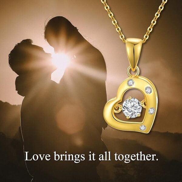 18K Real Gold Heart Necklace for Women