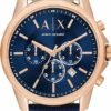 A|X Armani Exchange Chronograph Dress Watch for Men with Stainless Steel, Silicone band.