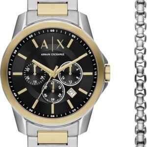 A|X Armani Exchange Chronograph Dress Watch for Men with Stainless Steel, Silicone band.