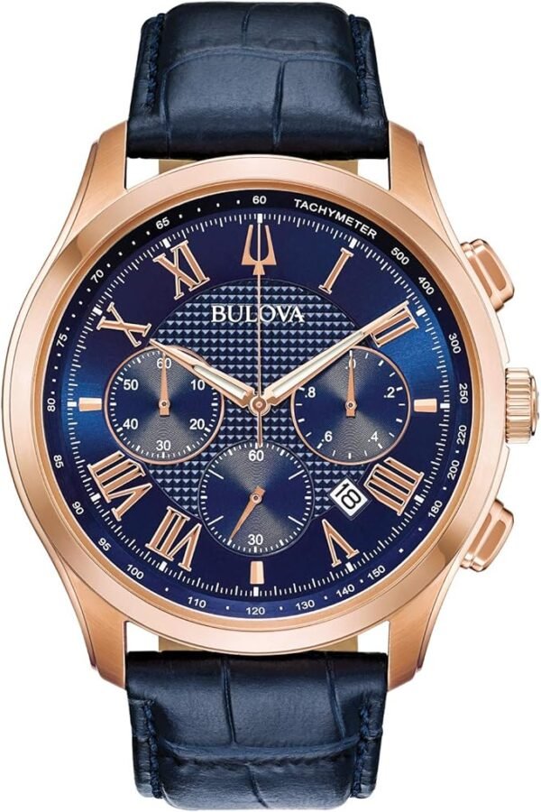 Bulova Men's Wilton 21-Jewel Watch, 60hr Power Reserve, Luminous Hands, Roman Numerals, Domed Sapphire Crystal GOLD