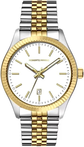 Roberto Marino Men’s Luxury Watch – Gold Stainless Steel, Japanese Quartz, Blue Dial, 3 ATM Water Resistant