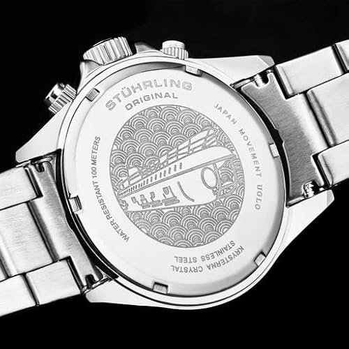 51C-VuADpdL._AC_SY500_ Stührling Original Men’s Chronograph Watch Stainless Steel Bracelet with Screw Down Crown and Water Resistant to 100 M. Analog Dial Quartz Movement