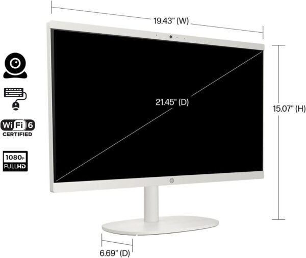 HP Premium All-in-One Desktop, 21.5" FHD Display, Intel Celeron J4025, 8GB RAM, 512GB SSD, Webcam, HDMI, Wi-Fi 6, Wired KB & Mouse, Windows 11 Home, White, Bundle with UC310 64GB USB Flash Drive