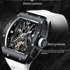 Paras Crown Automatic Analog Watches for Men Mechanical Mens Watches Stainless Case 50M Waterproof Fashion Luxury Wrist Watches with Silicone Strap
