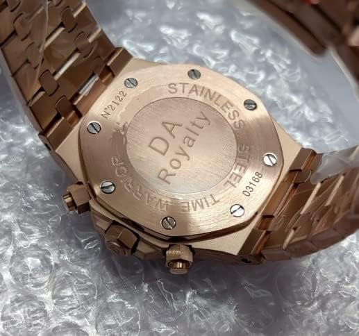 Men's Watches DA Royalty Rose Gold Luxury Watch Chronograph 316 Stainless Steel, White Dial, Japanese Movement AP Style