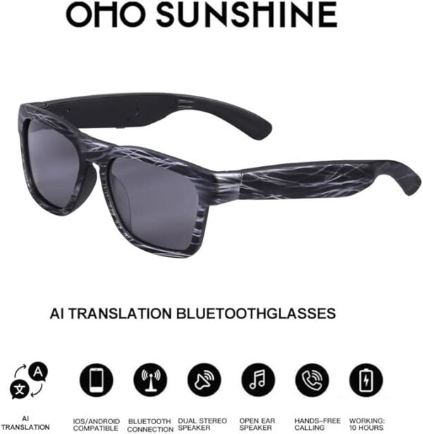 sunshine AI Translation Bluetooth Glasses with 164 Languages Dual-Ear Free Talk simultaneous Interpretation