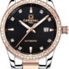Women's Diamond Automatic Mechanical Rose Gold Stainless Steel Sapphire Waterproof Lady's Elegant Blue Watch