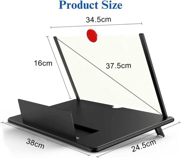 18" Screen Magnifier,3D HD Mobile Phone Magnifier Projector Screen Enlarger for Movies, Videos, and Gaming,Foldable Cell Phone Stand with Screen Amplifier,Supports All Smartphones (Black 18Inch)
