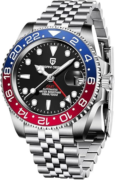 CADISEN Pagani Design 1662 GMT Men's Automatic Mechanical Watch Top Grade Stainless Steel Sapphire Glass Diver Sports Men's Watch 40mm Date 100M Waterproof reloj Hombre