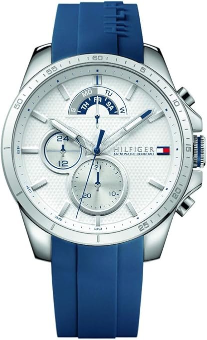 Tommy Hilfiger Men's Stainless Steel Quartz Watch with Silicone Strap - Sporty Elegance for Everyday Wear