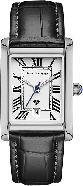 PIERRE RICHARDSON PR2091 Men’s Luxury Watch – Stainless Steel Quartz Watch, 5ATM Water Resistant, Scratch-Resistant Sapphire Crystal Glass, Leather Strap, Reloj para Hombres