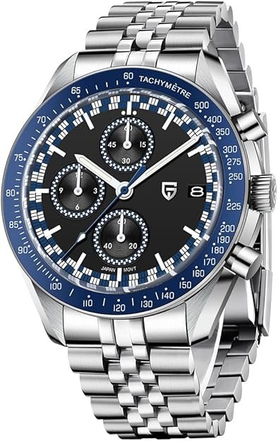 HaiQin Pagani Design 1816 Watches for Men VK67 Movement Stainless Steel Band 100M Waterproof Fashion Elegant Quartz Wrist Watch Man Analog Chronograph Wristwatch