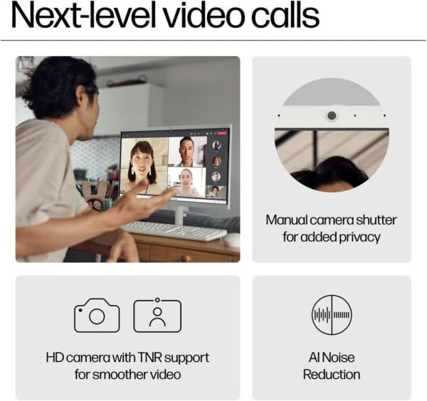 HP 2025 New 22 Inch All-in-One Desktop Computer • 12GB RAM • 256GB PCIe SSD • Intel CPU • Ultra-Quiet Design • Microsoft Office Trial • Wi-Fi 6 • White KB & Mouse • WOWPC Recovery USB • Windows 11