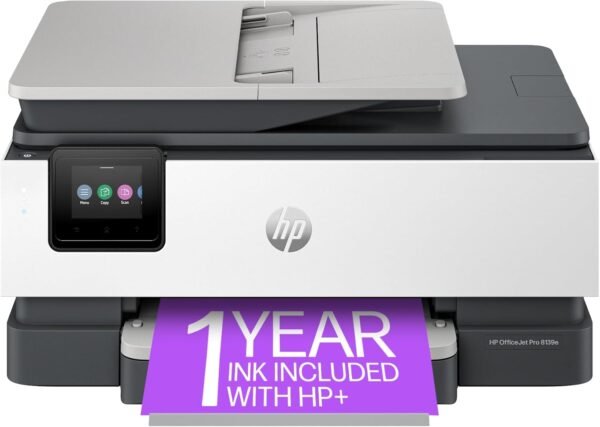 HP OfficeJet Pro 8139e Wireless All-in-One Color Inkjet Printer, Print, scan, Copy, fax, ADF, Duplex Printing Best-for-Home Office, 1 Year Instant Ink Trial Included