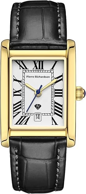 PIERRE RICHARDSON PR2091 Men’s Luxury Watch – Stainless Steel Quartz Watch, 5ATM Water Resistant, Scratch-Resistant Sapphire Crystal Glass, Leather Strap, Reloj para Hombres