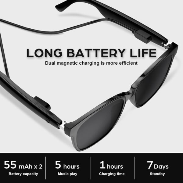 Smart Glasses - Bluetooth Audio Sunglasses with Polarized Lenses - Wireless Headphones, Hands-Free Calling, UV Protection