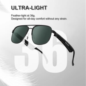 AI Glasses Smart Glasses with Bluetooth 150+ Languages Real-time Translation Nano IPX7 Waterproof Polarized Bluetooth Sunglasses for Men Touch Control Anti-UV Anti-Dizziness Lightweight