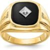 10K/14K/18K Solid Gold Black Onyx Greek Key Men Rings Yellow Gold Man's Chunky Signet Luxury Anniversary Rings Engagement Ring Band for Men Him Size 4-16