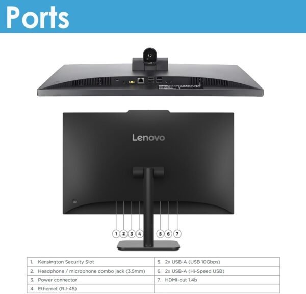 Lenovo 23.8" FHD All-in-One Desktop Computer for Home & Business, Intel N100 (up to 3.4 GHz), 8GB RAM, 512GB SSD, Intel UHD Graphics, RJ45, Bluetooth, HDMI, Wi-Fi, Keyboard & Mouse, Windows 11 Pro