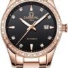 Women's Diamond Automatic Mechanical Rose Gold Stainless Steel Sapphire Waterproof Lady's Elegant Blue Watch
