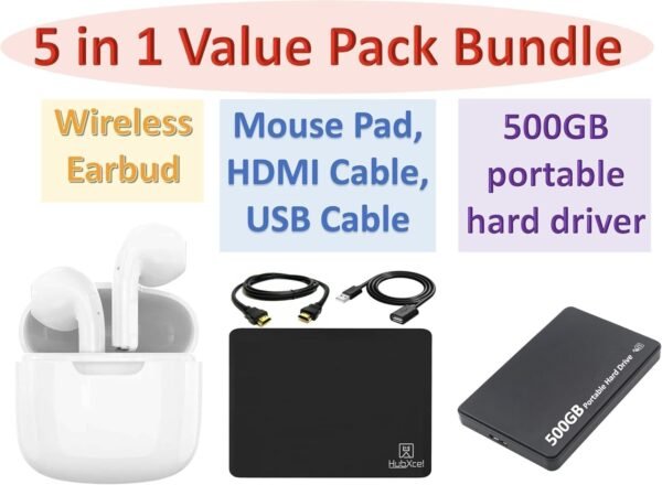 HP All-in-One Desktop Computer 2025 Premium, 21.5" FHD Display, Dual-Core Intel Processor, 16GB RAM, 756GB Storage (256GB SSD + 500GB Ext), Webcam, Win 11 Pro, Lifetime Office 2024 +HubxcelAccessory