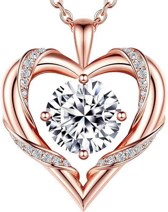 Beam & Bask 2-3 Ct Moissanite Heart Necklaces for Women, 18K Gold finish Romantic Pendant for Anniversary Birthday, 925 Sterling Silver Jewelry for Wife Girlfriend Mom Her