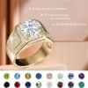 Gemstone Men's Rings 1CT Round Cut Ring for Men in 10K 14K 18K Solid Gold Promise Engagement Ring Band for husband Him