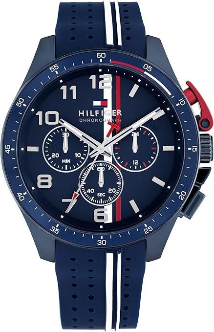 Tommy Hilfiger Men's Chronograph Watch - Racing-Inspired, Sporty Design - Silicone Strap - 5 ATM Water Resistance - Bold and Stylish Timepiece