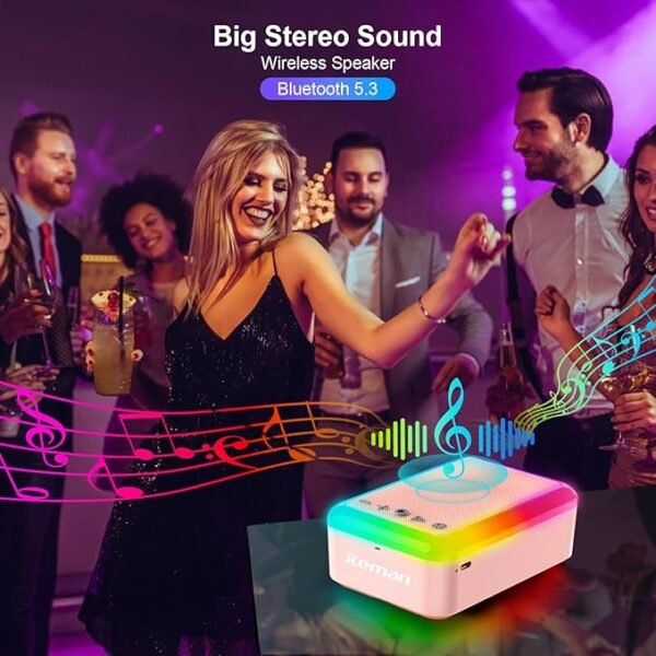 Cell Phone Stand with Bluetooth Speaker and Light, Portable Lanyard, Cool Tech Gifts for Wife Mom Women Men, Unique Birthday Gift Idea Pink