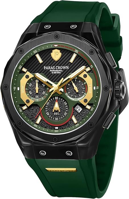 Mens Watches Fashion Luxury Quartz Waterproof Chronograph Wrist Watches for Men Silicone Strap Stainless Steel Case