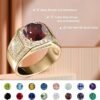 Gemstone Men's Rings 1CT Round Cut Ring for Men in 10K 14K 18K Solid Gold Promise Engagement Ring Band for husband Him