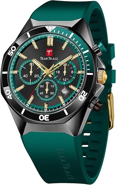 Watches for Men Luxury Quartz Casual Chronograph 3ATM Waterproof Sport Wrist Watches Multifunctional with Silicone Strap Mens Watches