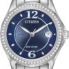 Citizen Women's Eco-Drive Dress Classic Crystal Watch in Stainless Steel, Blue Dial