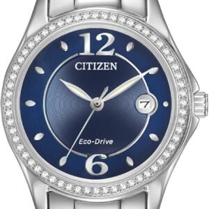 Citizen Women's Eco-Drive Dress Classic Crystal Watch in Stainless Steel, Blue Dial