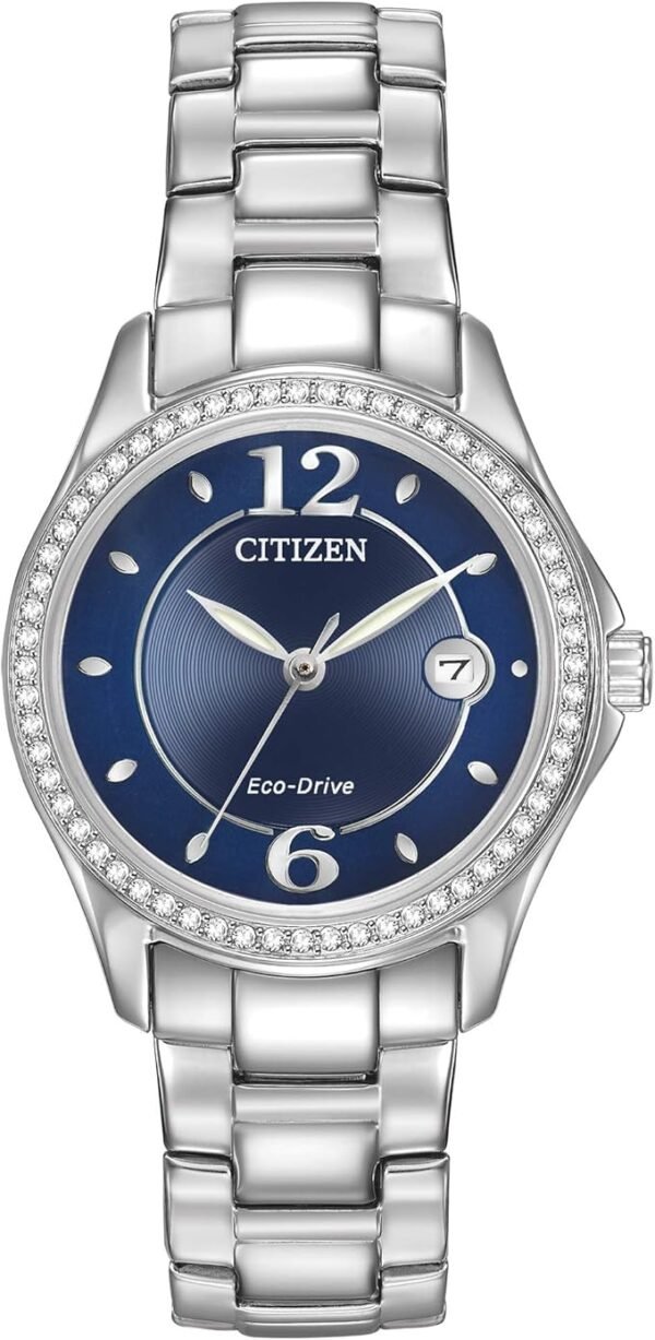 Citizen Women's Eco-Drive Dress Classic Crystal Watch in Stainless Steel, Blue Dial