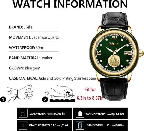 Diella Luxury Watches for Men and Women with Japanese Quartz Movement,Date Luminous, Waterproof