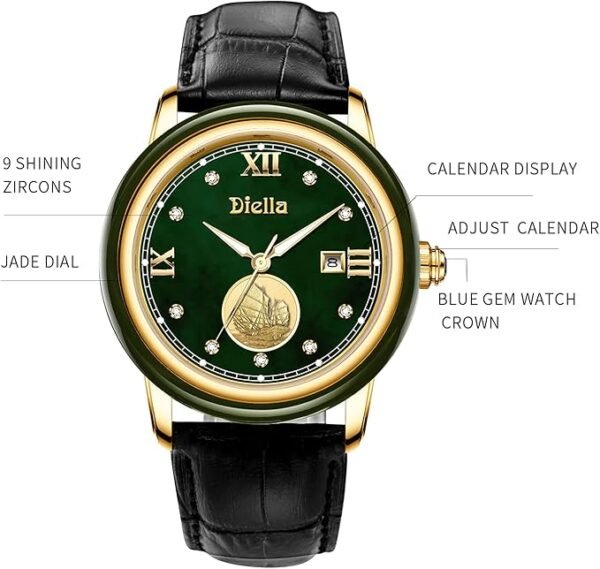 Diella Luxury Watches for Men and Women with Japanese Quartz Movement,Date Luminous, Waterproof