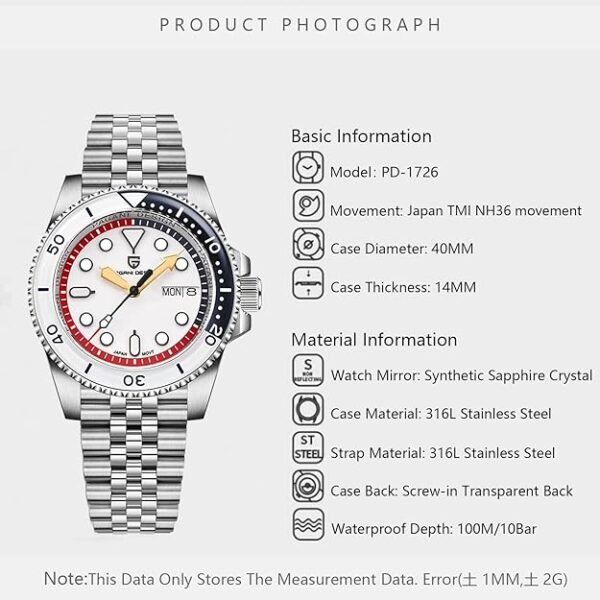 Pagani Design PD-1651 Men's Automatic Watch - Japanese Movement, 100M Waterproof, Stainless Steel, Sapphire Glass, Rotating Bezel Yacht Wristwatch