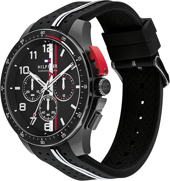 Tommy Hilfiger Men's Chronograph Watch - Racing-Inspired, Sporty Design - Silicone Strap - 5 ATM Water Resistance - Bold and Stylish Timepiece