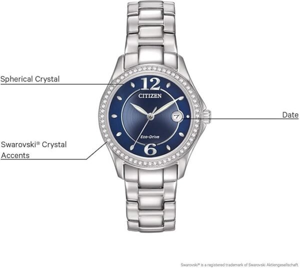 Citizen Women's Eco-Drive Dress Classic Crystal Watch in Stainless Steel, Blue Dial