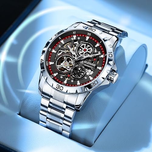 Automatic Watches for Men - Mechanical Self-Winding,Skeleton Dial, 30 ATM Waterproof, with Stainless Steel Band,Wrist Watch - Men's Stylish Gift