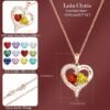 18K Rose Gold Heart Necklace, Valentine's Day Gifts, Jewelry for Women with 2 Birthstones, Customized Gifts for Mom Wife, I Love You Always and Forever, Gold, Cubic Zirconia