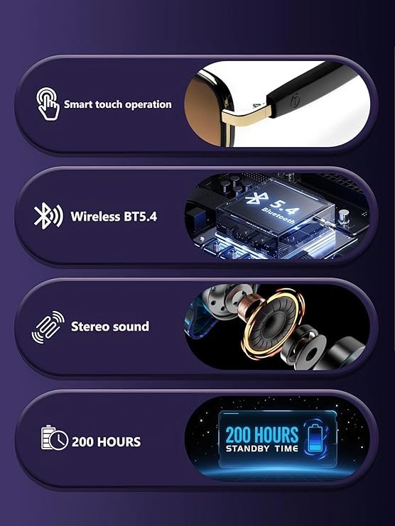 Smart glasses，Bluetooth headphone Sunglasses Aviator Stylish Wireless Fashion Glasses for Working&Outdoor