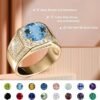 Gemstone Men's Rings 1CT Round Cut Ring for Men in 10K 14K 18K Solid Gold Promise Engagement Ring Band for husband Him